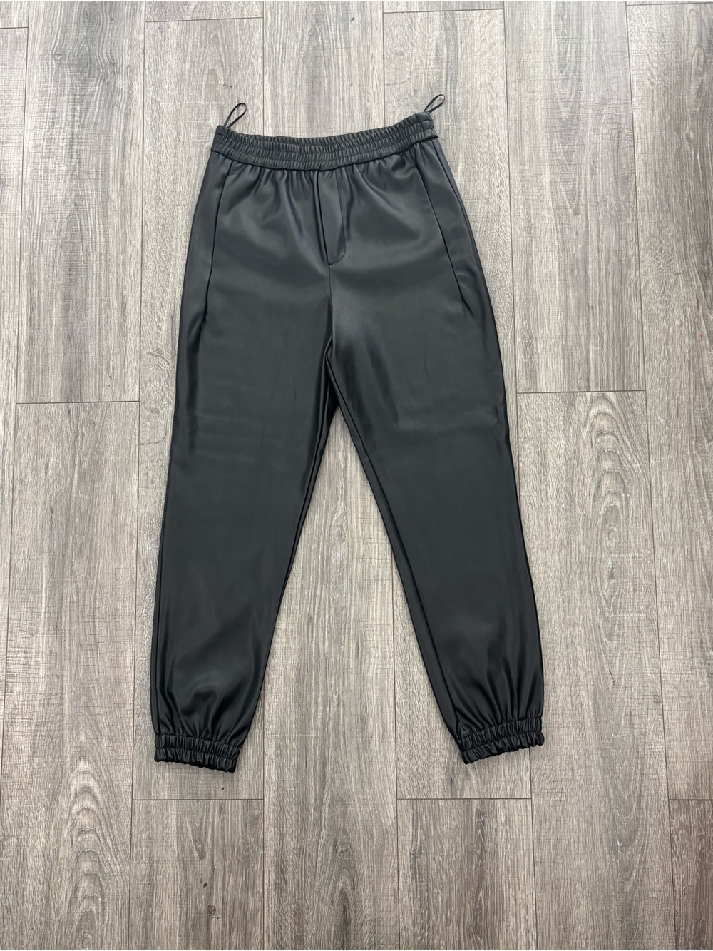 Zara Black Faux Leather Jogger Pants NWT Size Small 0543